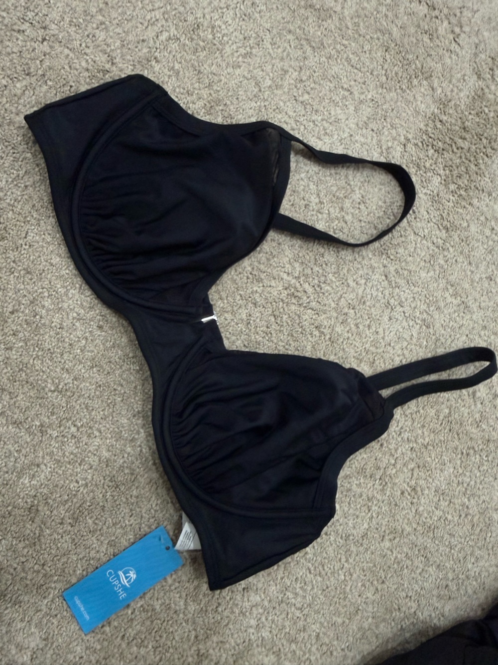 CUPSHE Black bikini Bra with Straps